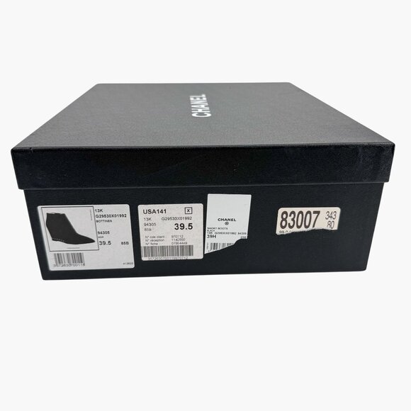 Chanel CC Black Leather Pointed Chain Wedge Ankle Boot Bootie Size 39.5 US 8.5-9 - Picture 16 of 16